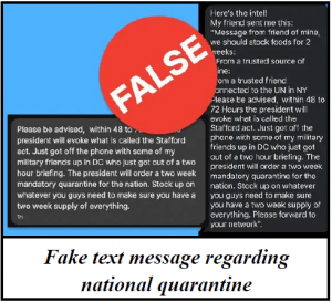 False Text messages part of larger covid 19 dis information campaign